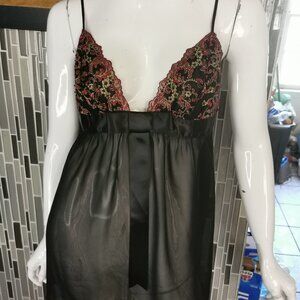 Seductive Wear by Cinema Etoile Red/ Black Embroidery Pleated Lingerie XL 0412